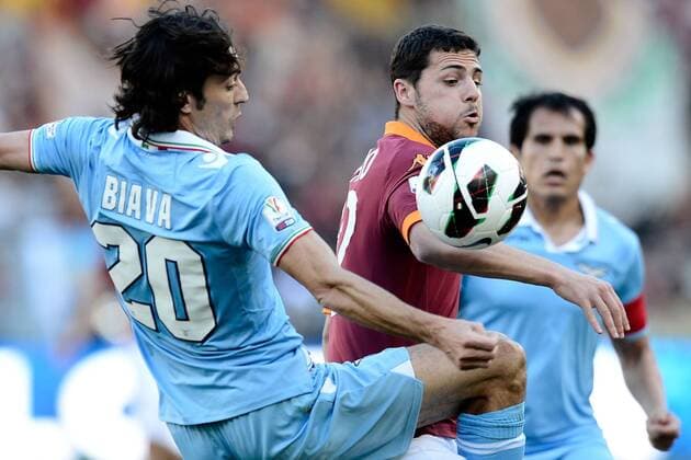 Rom 26 05 2013 - finale Coppa Italia AS Roma vs. Lazio Roma: Mattia Destro-Giuseppe Biava 