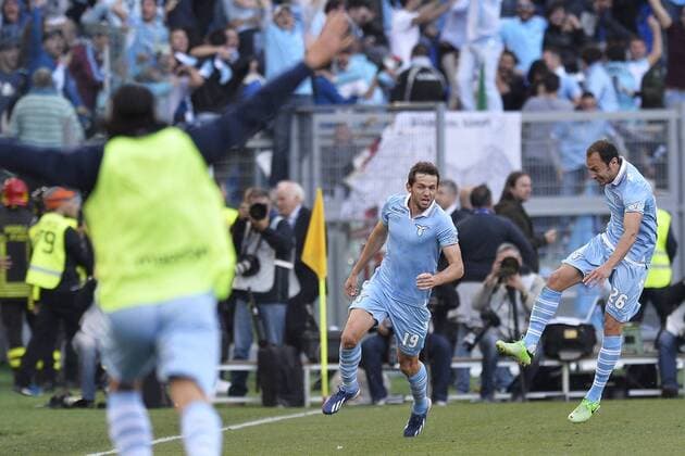 Senad Lulic Lazio 0-1.Goal celebration .Roma 26 05 2013 - Finale Coppa Italia, Lazio Roma vs. AS Roma Lazio. andreaxstaccioli