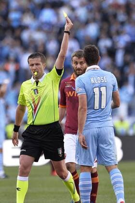 Miroslav Klose, Orsato.Klose shown a yellow card .Roma 26 05 2013 - Finale Coppa Italia, AS Roma vs. Lazio Roma Final. andreaxstaccioli