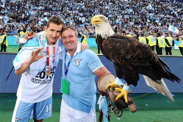 Miroslav Klose und Maskottchen Olimpia Lazio Roma 26 05 2013 - Finale Coppa Italia, Lazio Roma andreaxstaccioli