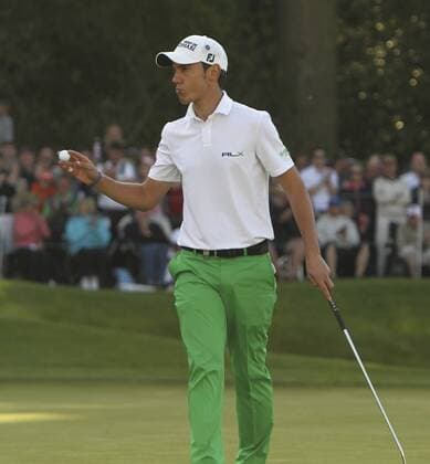26.05.2013 Wentworth, Virginia Water, England. A determined look on Matteo Manassero (ITA) as he holes his putt during the 2013 BMW PGA Golf Herren Championship from Wentworth Golf Club. xDavidxLloydx  ActionPlus19290