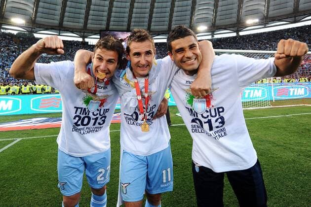 Lorik Cana, Miroslav Klose, Ederson Lazio Esultanza Celebration Tim Cup Finale, Coppa Italia, Pokalsieger Lazio Rom andreaxstaccioli
