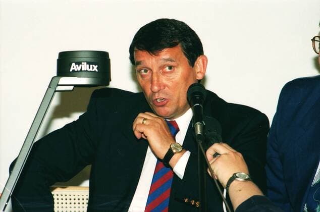 Football - England Press Conference - Norway v England (2-0) Graham Taylor the England Manager faces the Press after losing to Norway in a World Cup Qualifier at Ulleval, Stadium, Oslo. 02 06 1993. 