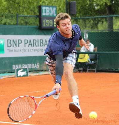 American Ryan Harrison hits a shot during his French Open men s second round match at Roland Garros in Paris on May 31, 2013.  PAR20130531714