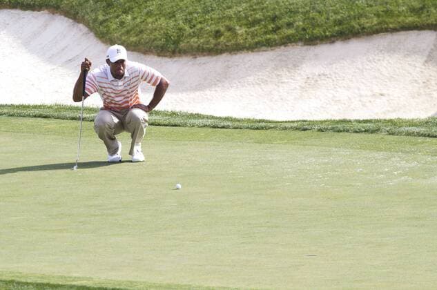 May 31, 2013: Tiger Woods lines up a putt on the 14th green during the second round of The Memorial Tournament at Muirfield Village Golf Club in Dublin, Ohio PGA Golf Herren 2013: The Memorial Tournament MAY 31 - ZUMAct5
