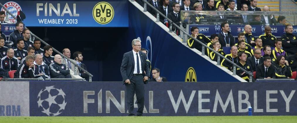 Münchens head coach Jupp Heynckes looks on during the final of the Champions league between Borussia Dortmund and FC Bayern Munich, Wembley Stadium in London on May 25., 2013. Borussia Dortmund gegen FC Bayern München im Finale der Champions League in der Saison 2012 2013 am 25. Mai 2013.