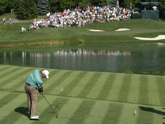 May 31, 2013 - Dublin, OH, USA - Charley Hoffman hits out of a bunker at the 17th green during the second round of the Memorial Tournament at Muirfield Village Golf Club in Dublin, Ohio, on Friday, May 31, 2013. Memorial Tournament at Muirfield Village Golf Club - ZUMAm67