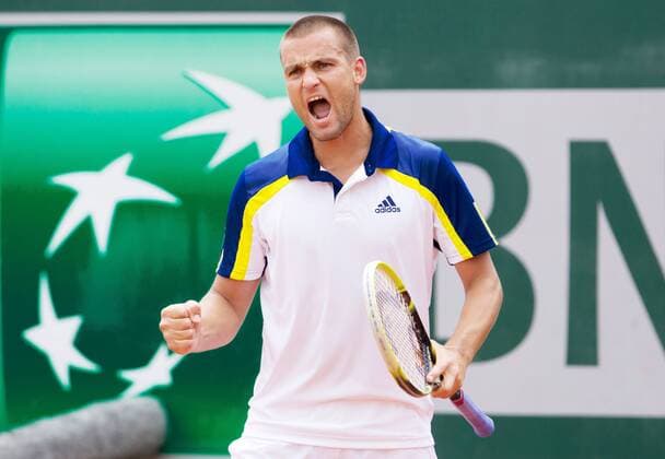 TENNIS - ATP, French Open 2013 PARIS,FRANKREICH,01.JUN.13 - TENNIS - ATP Tennis Herren World Tour, Grand Slam, Roland Garros, French Open. Bild zeigt den Jubel von Mikhail Youzhny (RUS). 