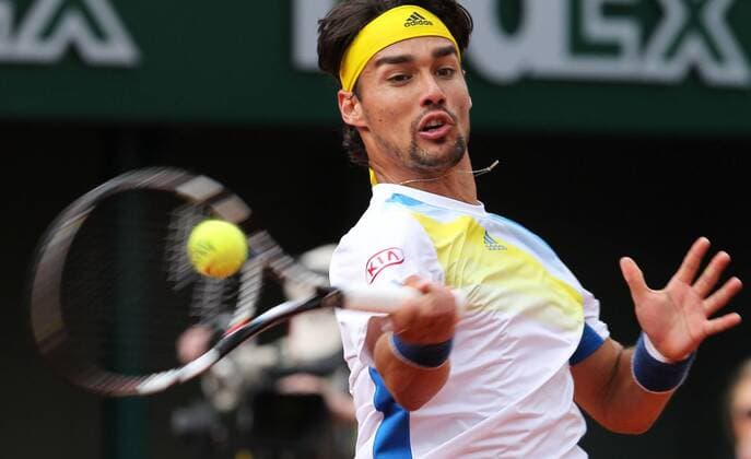 Italy s Fabio Fognini returns a shot during the men s singles third round match at the 2013 French Open tennis tournament in Paris, France, on June 1, 2013. (SP)FRANCE-PARIS-TENNIS-FRENCH OPEN 
