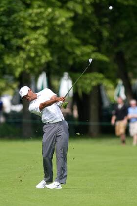 01 June 2013: Tiger Woods takes a shot from the fairway during the third round of the Memorial Tournament held at Muirfield Village G.C. in Dublin, Ohio. GOLF JUN 01 PGA Golf Herren - the Memorial Tournament - Third Round Icon20130601023 EDITORIAL USE ONLY