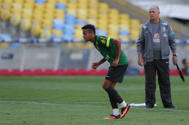 Neymar und Nationaltrainer Felipe Scolari - Training Brasilien - Rio de Janeiro RJ, Brasil 01 06 2013. x 