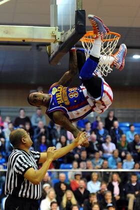 30.05.2013. Nelson,, New Zealand. Harlem Globetrotters "Bull" in action during there New Zealand "You write the rules" visit to Nelson. Trafalgar Centre, Nelson, New Zealand. xChrisxSymesx  ActionPlus11414616