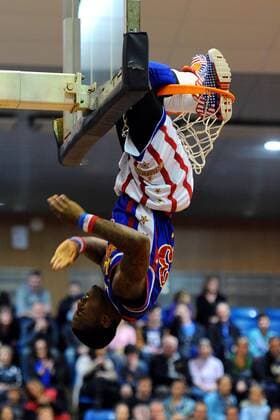 30.05.2013. Nelson,, New Zealand. Harlem Globetrotters "Bull" in action during there New Zealand "You write the rules" visit to Nelson. Trafalgar Centre, Nelson, New Zealand. xChrisxSymesx  ActionPlus11414618