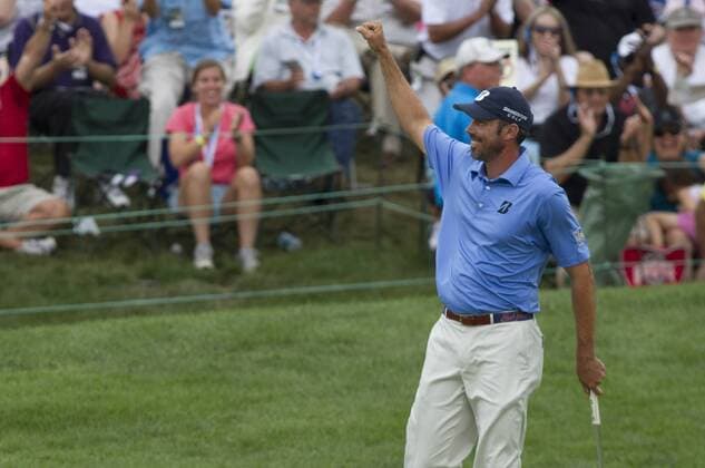 June 2, 2013: Matt Kuchar celebrates his birdie put on the eighteenth green. Kuchar finished his final round at -4 under par for a -12 under par final score during The Memorial Tournament at Muirfield Village Golf Club in Dublin, Ohio PGA Golf Herren 2013: The Memorial Tournament JUN 02 - ZUMAct5
