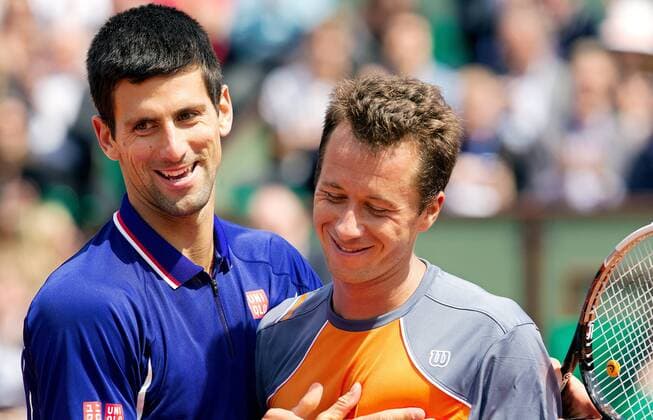 TENNIS - ATP, French Open 2013 PARIS,FRANKREICH,03.JUN.13 - TENNIS - ATP Tennis Herren World Tour, Grand Slam, Roland Garros, French Open. Bild zeigt Novak Djokovic (SRB) und Philipp Kohlschreiber (GER). 