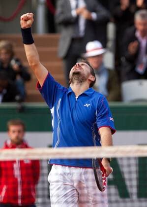 TENNIS - ATP, French Open 2013 PARIS,FRANKREICH,03.JUN.13 - TENNIS - ATP Tennis Herren World Tour, Grand Slam, Roland Garros, French Open. Bild zeigt den Jubel von Stanislas Wawrinka (SUI). 