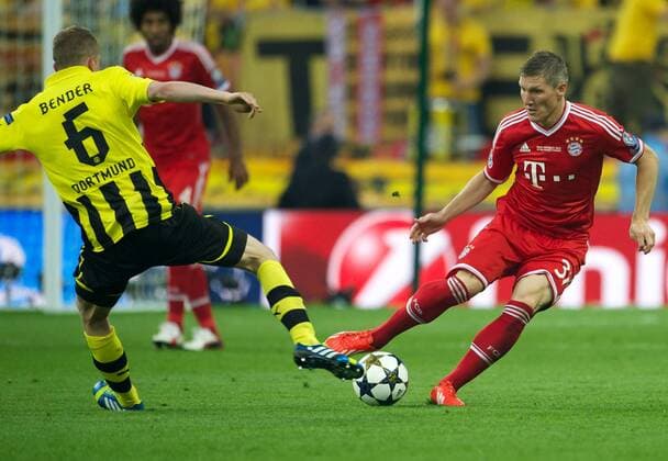 Fussball UEFA Champions League 25.05.2013 Finale London Wembley Stadion Borussia Dortmund (BVB) GER geg FC Bayern München GER 1:2 Sven BENDER 6 BoDo Bastian SCHWEINSTEIGER 31 FCB