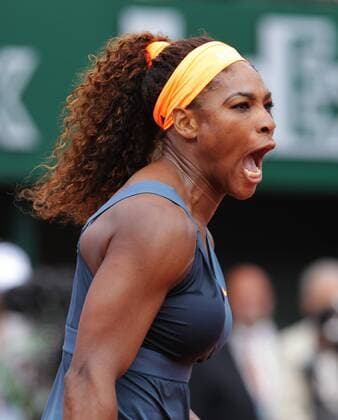 (130608) -- PARIS, June 8, 2013 (Xinhua) -- Serena Williams of the United States celebrates a point during the women s singles final match at the French Open tennis tournament in Paris June 8, 2013. (Xinhua Gao Jing) (SP) FRANCE-PARIS-TENNIS-WOMEN S SINGLES FINAL 