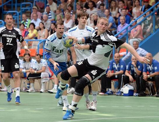 08.06.2013, xjhx, Handball HBL, TV Grosswallstadt - THW Kiel, v.l. Rene Toft Hansen (THW Kiel) beim Wurf