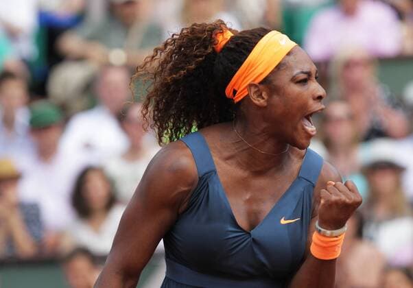 (130608) -- PARIS, June 8, 2013 (Xinhua) -- Serena Williams of the United States celebrates a point during the women s singles final match at the French Open tennis tournament in Paris June 8, 2013. (Xinhua Gao Jing) (SP) FRANCE-PARIS-TENNIS-WOMEN S SINGLES FINAL 