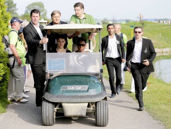 GOLF - PGA, Lyoness Open 2013 ATZENBRUGG,AUSTRIA,08.JUN.13 - DIVERS, GOLF, FUSSBALL - PGA Golf Herren European Tour, Lyoness Open 2013 im Diamond Country Club. Bild zeigt David Alaba, Pressesprecher Markus Hörwick (FC Bayern München) und Karl-Heinz Wieser. 