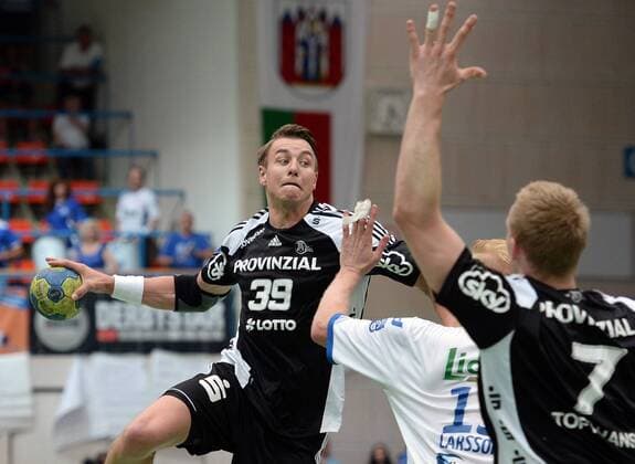 08.06.2013, xjhx, Handball HBL, TV Grosswallstadt - THW Kiel, v.l. Filip Jicha (THW Kiel), Joakim Larsson (TV Grosswallstadt)