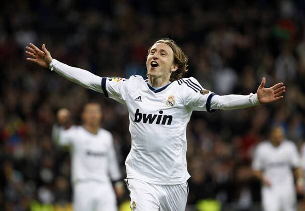 BBVA League match played between Real Madrid and RCD Mallorca. In this picture, Luka Modric celebrates after scoring the third goal for Real Madrid. xCHEMAxREYx 