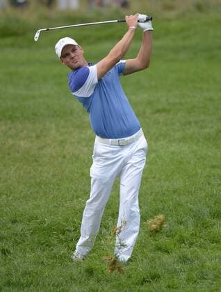 Martin Kaymer hits on the 15th hole during the second round 113th U.S. Open Championship at Merion Golf Club in Ardmore, Pennsylvania on June 14, 2013.  PHI20130614313
