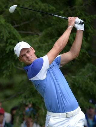 Martin Kaymer hits on the 16th tee box during the second round 113th U.S. Open Championship at Merion Golf Club in Ardmore, Pennsylvania on June 14, 2013.  PHI20130614320