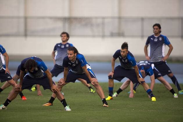 RIO DE JANEIRO, June 14, 2013 - Italy s Alberto Gilardino (3rd L) and Stephan El Shaarawy (3rd R) participate in a training session in Olimpic Stadium Joao Havelange, in Rio de Janeiro, Brazil, on June 14, 2013. Italy s National Team will debut on Sunday in FIFA Confederations Cup Brazil 2013 against Mexico at Maracana Stadium. (Xinhua StraffonImages) (itm) (sp) (SP)BRAZIL-RIO DE JANIERO-CONFEDERATIONS-ITALY 