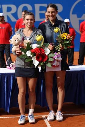 Simona Halep ROM and Andrea Petkovic GER, during final at Nürnberger Versicherungscup 2013 in Nürnberg; 15 06 2013 -