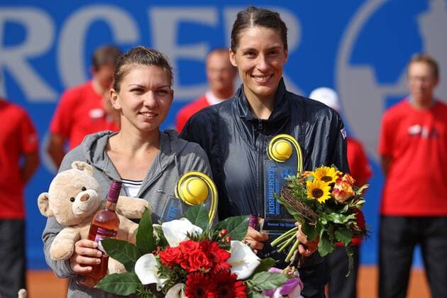 Simona Halep ROM and Andrea Petkovic GER, during final at Nürnberger Versicherungscup 2013 in Nürnberg; 15 06 2013 -