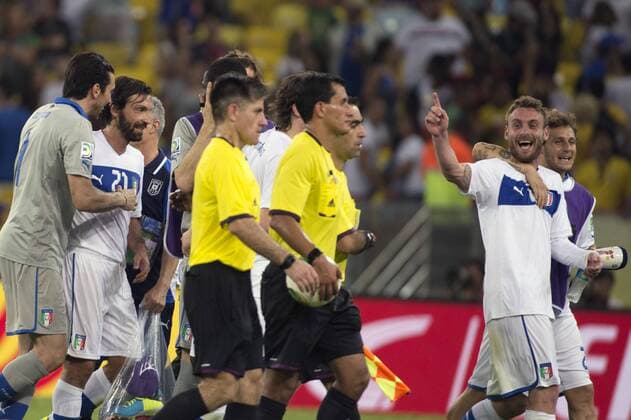 Italy team group (ITA), JUNE 16, 2013 - Football Soccer : Andrea Pirlo, Gianluigi Buffon, Daniele De Rossi of Italy celebrate after winning the FIFA Confederations Cup Brazil 2013 Group A match between Mexico 1-2 Italy at Estadio do Maracana in Rio de Janeiro, Brazil. NoxThirdxPartyxSales  (ptmb042732)