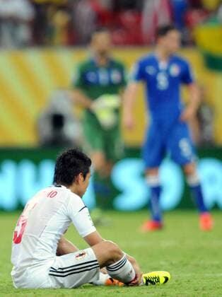 RECIFE, June 19, 2013 -- Japan s Yuto Nagatomo reacts after the FIFA s Confederations Cup Brazil 2013 match against Italy, held at Arena Pernambuco Stadium, in Recife, Brazil, on June 19, 2013. Italy won 4-3.(Xinhua Nicolas Celaya) (itm) (SP)BRAZIL-RECIFE-CONFEDERATIONS-ITALY VS JAPAN 
