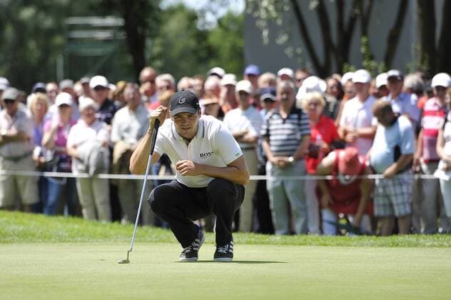 Martin KAYMER (GER),liest das Gruen,Green,Aktion,Einzelaktion, Einzelbild,Freisteller,Ganzkoerperaufnahme,ganze Figur. GOLF,BMW International Open 2013 am 21.06.2013 in München Eichenried.