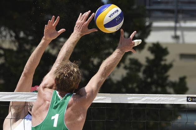 Casey Patterson Usa, Sebastian Dollinger (Green) Germany Roma 21 6 2013 Foro Italico FIVB Beach Volleyball World Tour Men s smart Grand Slam Rome 2013 Foto Andrea Staccioli Insidefoto andreaxstaccioli