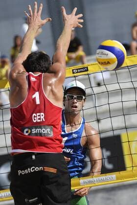 Jonathan Erdmann Germany, Bruno Oscar Schmidt Brazil Roma 22 6 2013 FIVB Beach Volleyball World Tour Smart Grand Slam Rome 2013 andreaxstaccioli