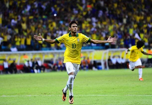 June 22, 2013 - Salvador, Bahia, Brazil - The Brazil forward Neymar celebrating his score during the match Between Brazil vs Italy at Arena Fonte Nova Stadium. Soccer 2013- Confederations Cup Brazil 2013 - Brazil vs Italy.  - ZUMAm11