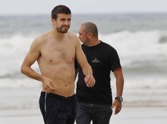 Spain s football players at the Futuro beach in Fortaleza. In this picture, Gerard Pique. xPABLOGARCIAx 