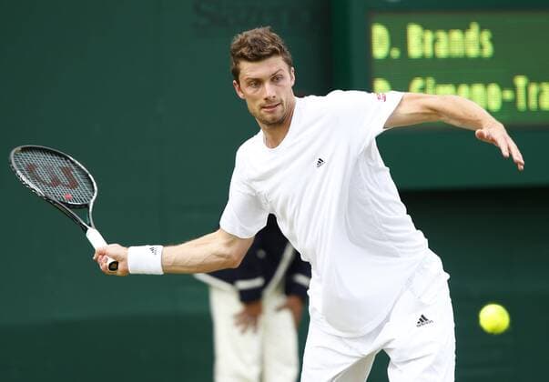 Wimbledon Championships 2013, AELTC,London, ITF Grand Slam Tennis Tournament, Daniel Brands (GER),Aktion,Einzelbild, Halbkoerper,Querformat,