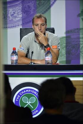 Steve Darcis ( Belgique ) TENNIS : Conference de Presse Steve Darcis - Londres - 26 06 2013 Steve Darcis of Belgium pictured during his pressconference annoncing his withdraw of the championships Wimbledon 2013 - PicturebyPhilippeCrochet PhotoNews 