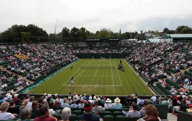 No.2 Court on day three of the 2013 Wimbledon Championships in London on June 26, 2013.  LON2013062601