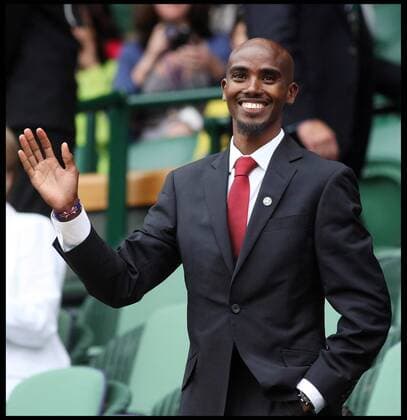 Mohamed Mo Farah doing the MOBOT in the Royal Box on Day 3 of The Wimbledon Lawn Tennis Championships, Wimbledon, London, United Kingdom Wednesday, 26th June 2013 AndrewxParsonsx xi-Images  IIM-0146-0046