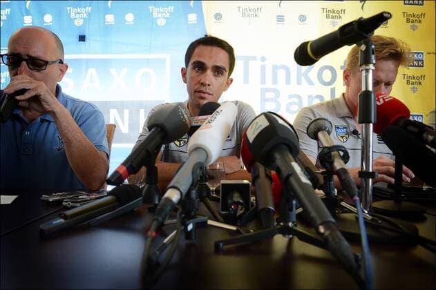 Alberto Contador Velasco (Spain Team Saxobank - Saxo Bank - Tinkoff Bank) CYCLISME : Conference De Presse Alberto Contador - Tour De France - Porto Vecchio - 27 06 2013 Photonews Panoramic 