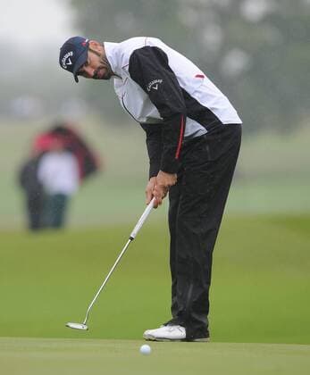27.06.2013 Maynooth, Ireland. Alvaro Quiros putts on the 5th green during the first round of the Irish Open from Carton House Golf Club xTommyxGrealyx  ActionPlus27495
