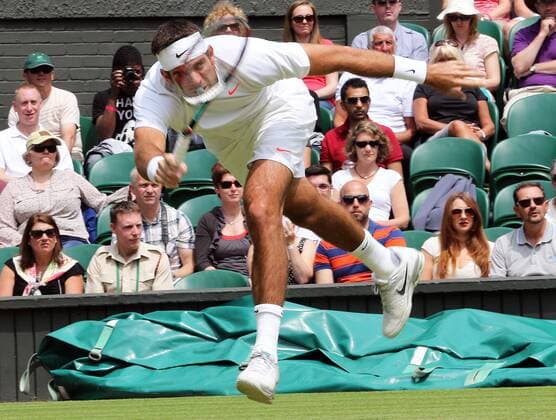 Juan Martin Del Potro in action on the Centre Court at the Wimbledon Tennis Championships, Thursday, 27th June 2013 Picture by StephenxLock i-Images StephenxLockx xi-Images  IIM-0153-0016