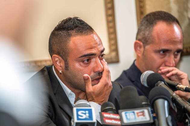 June 27, 2013 - Palermo, Italy - The top player of Palermo, Fabrizio Miccoli, investigated over alleged extortion, apologizes and breaks down in tears during the press conference, in Palermo, Sicily, on June 27, 2013.....Photo: AntonioxMelita NurPhoto Italy: Miccoli apologizes and breaks down in tears  - ZUMAn23