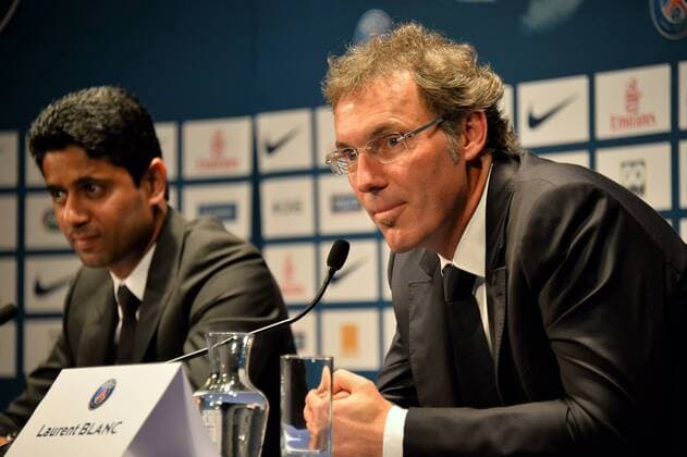 Laurent Blanc - Nasser El Khelaifi FOOTBALL : Presentation of Laurent Blanc, new coach of Paris Saint Germain - 27 06 2013 AnthonyBIBARD FEP Panoramic 