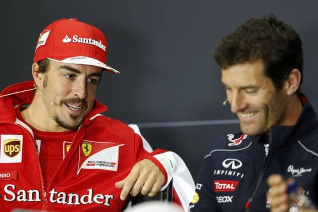 Motorsports: FIA Formula One World Championship 2013, Grand Prix of Great Britain, 3 Fernando Alonso (ESP, Scuderia Ferrari), 2 Mark Webber (AUS, Infiniti Red Bull Racing), xHOCHxZWEIx