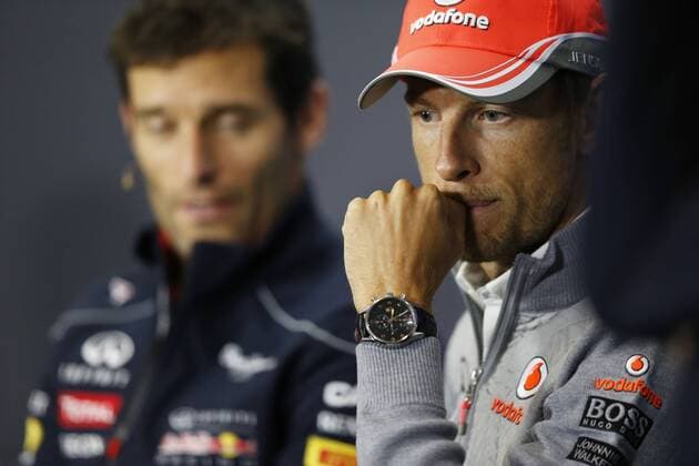 Motorsports: FIA Formula One World Championship 2013, Grand Prix of Great Britain, 2 Mark Webber (AUS, Infiniti Red Bull Racing), 5 Jenson Button (GBR, Vodafone McLaren Mercedes), xHOCHxZWEIx